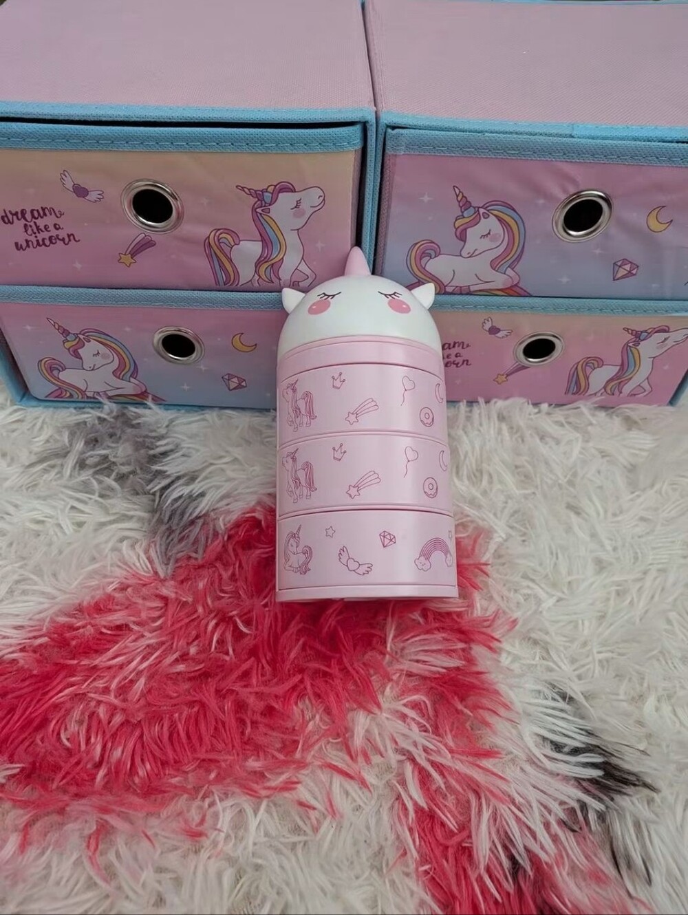 Miniso Unicorn Stackable Snack Container for Kids - Pink